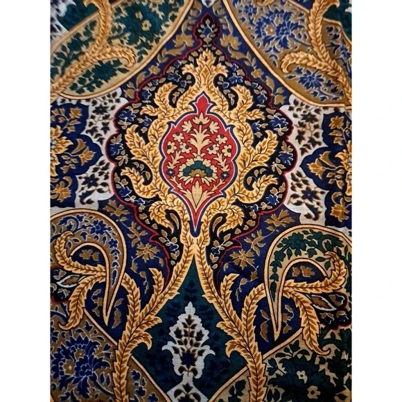 Signature Echo Scarf Blue Red Paisley 100% Wool Japan Boho Fringe Baroque 46" - Picture 4 of 6